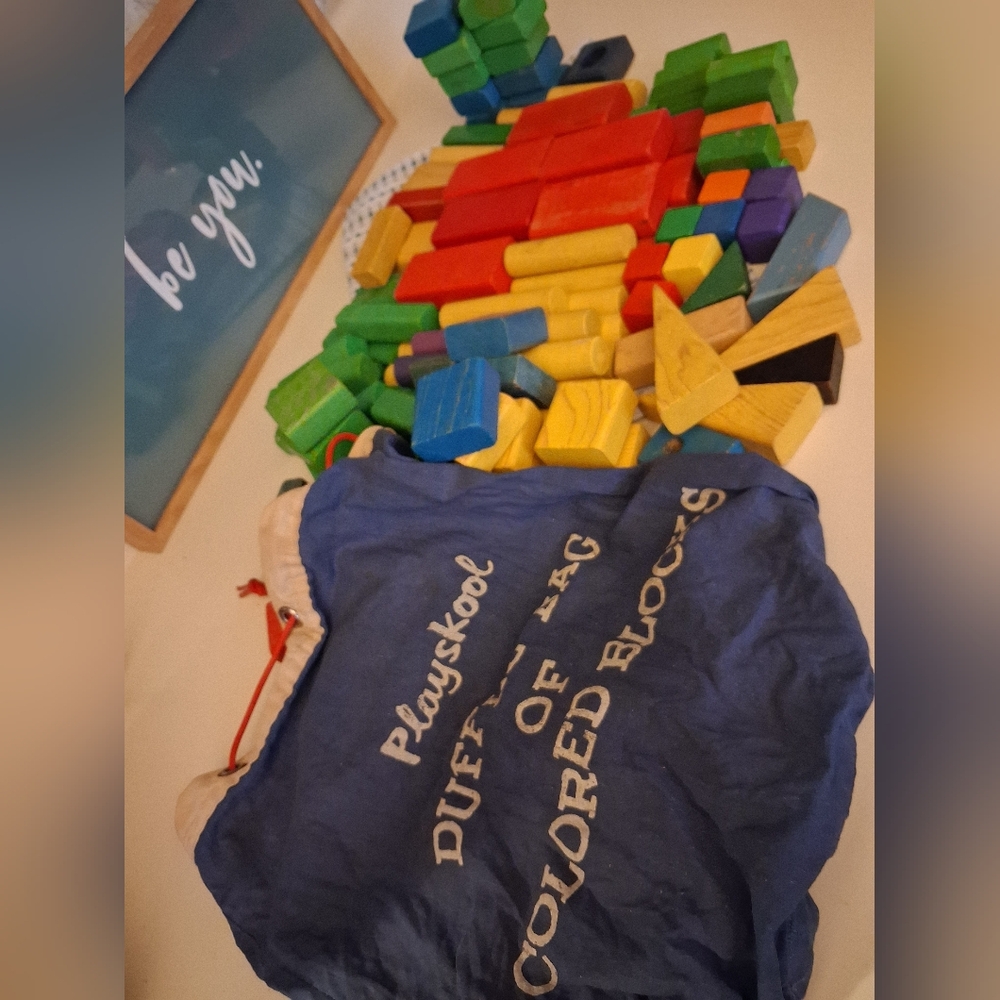 Vintage 1960 Playskool Colorful Building Blocks Set
